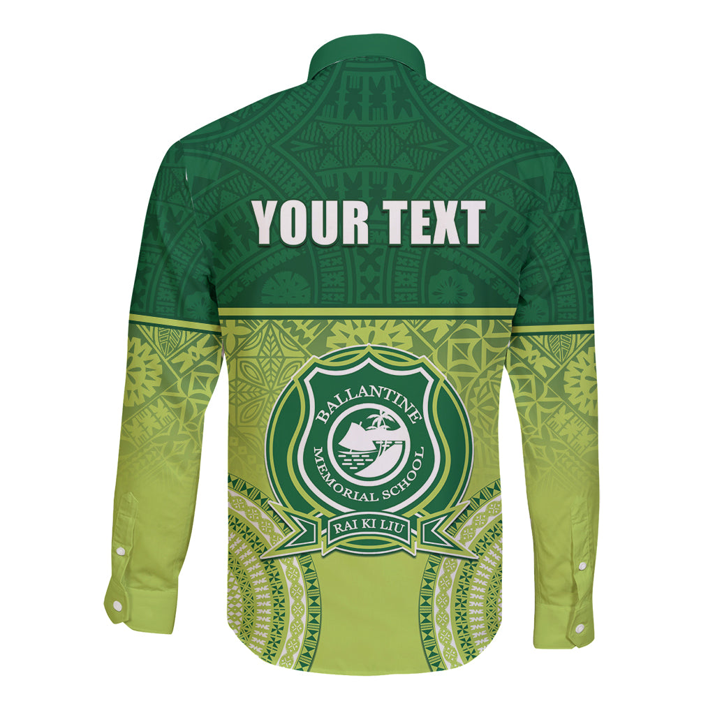 Personalised Ballantine Memorial School Long Sleeve Button Shirt With Fijian Tapa Pattern