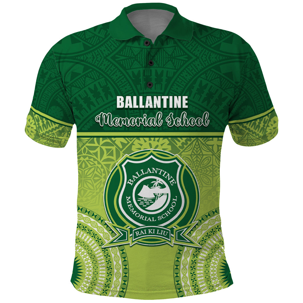 Personalised Ballantine Memorial School Polo Shirt With Fijian Tapa Pattern