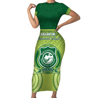 Personalised Ballantine Memorial School Short Sleeve Bodycon Dress With Fijian Tapa Pattern