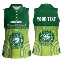 Personalised Ballantine Memorial School Women Sleeveless Polo Shirt With Fijian Tapa Pattern