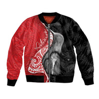 New Zealand Aotearoa Bomber Jacket Kiwi Fern Maori Pattern Red Version LT05 Unisex Red - Polynesian Pride