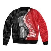 New Zealand Aotearoa Bomber Jacket Kiwi Fern Maori Pattern Red Version LT05 - Polynesian Pride