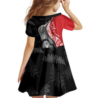 New Zealand Aotearoa Family Matching Long Sleeve Bodycon Dress and Hawaiian Shirt Kiwi Fern Maori Pattern Red Version LT05 - Polynesian Pride