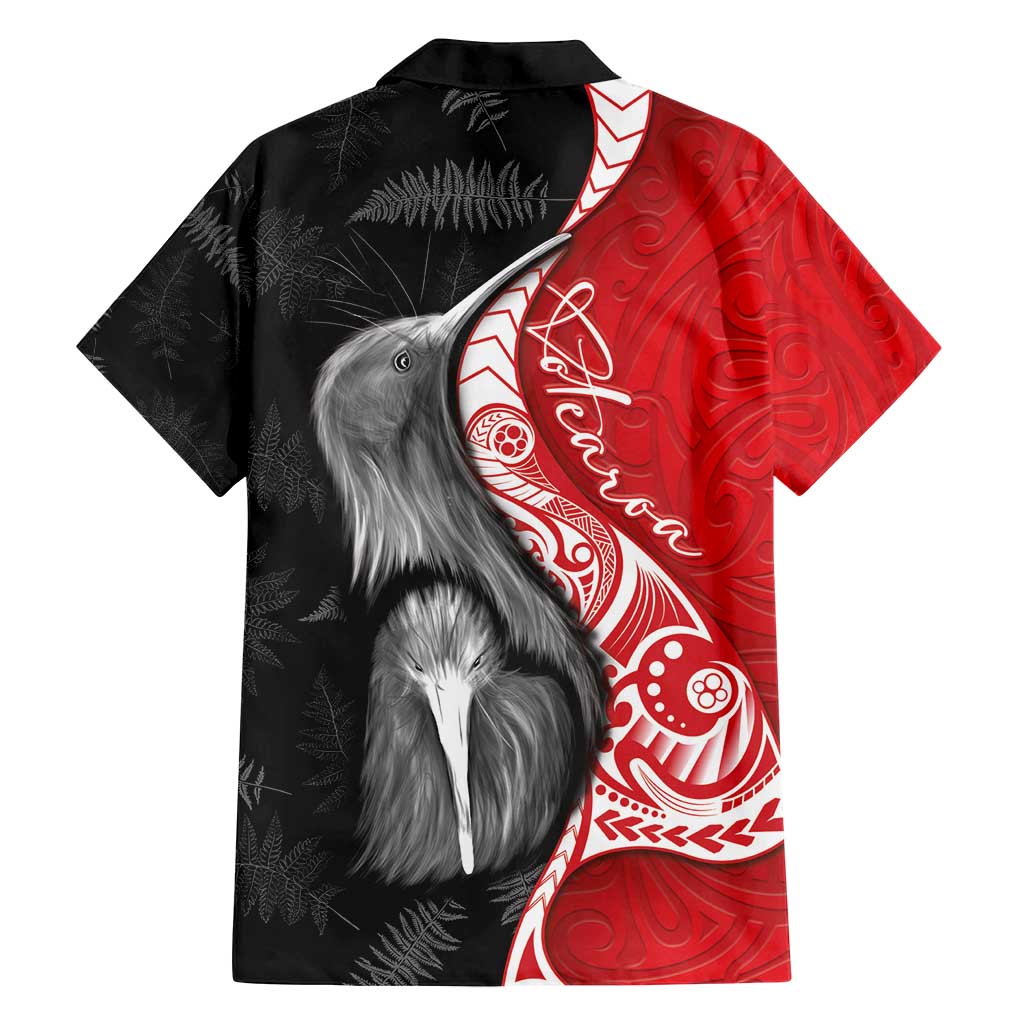 New Zealand Aotearoa Family Matching Long Sleeve Bodycon Dress and Hawaiian Shirt Kiwi Fern Maori Pattern Red Version LT05 - Polynesian Pride
