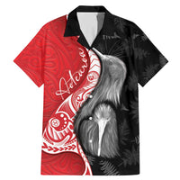 New Zealand Aotearoa Family Matching Mermaid Dress and Hawaiian Shirt Kiwi Fern Maori Pattern Red Version LT05 Dad's Shirt - Short Sleeve Red - Polynesian Pride