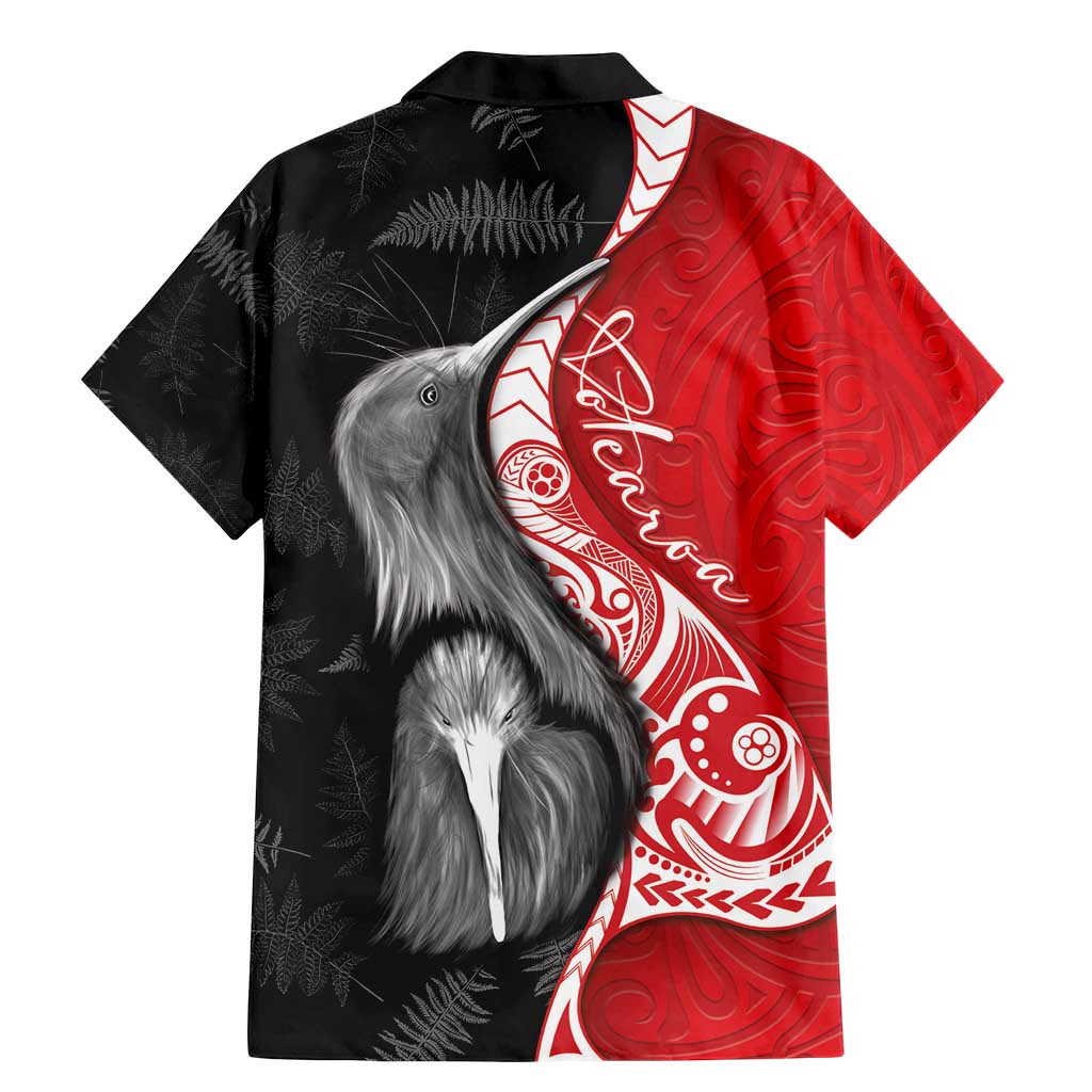 New Zealand Aotearoa Family Matching Mermaid Dress and Hawaiian Shirt Kiwi Fern Maori Pattern Red Version LT05 - Polynesian Pride