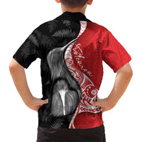 New Zealand Aotearoa Family Matching Summer Maxi Dress and Hawaiian Shirt Kiwi Fern Maori Pattern Red Version LT05 - Polynesian Pride