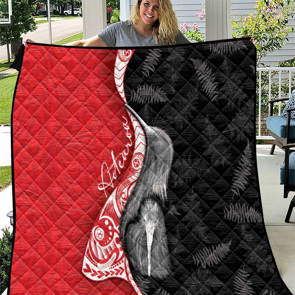 New Zealand Aotearoa Quilt Kiwi Fern Maori Pattern Red Version LT05 Red - Polynesian Pride
