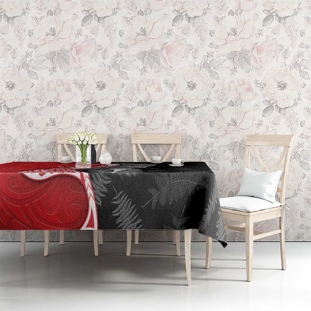 New Zealand Aotearoa Tablecloth Kiwi Fern Maori Pattern Red Version