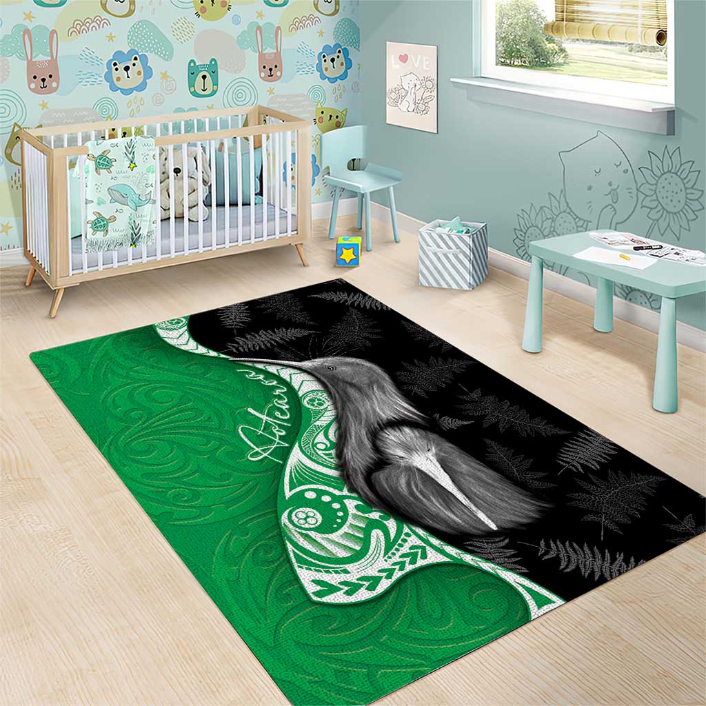 New Zealand Aotearoa Area Rug Kiwi Fern Maori Pattern Green Version LT05 - Polynesian Pride