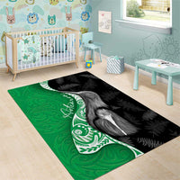 New Zealand Aotearoa Area Rug Kiwi Fern Maori Pattern Green Version LT05 - Polynesian Pride