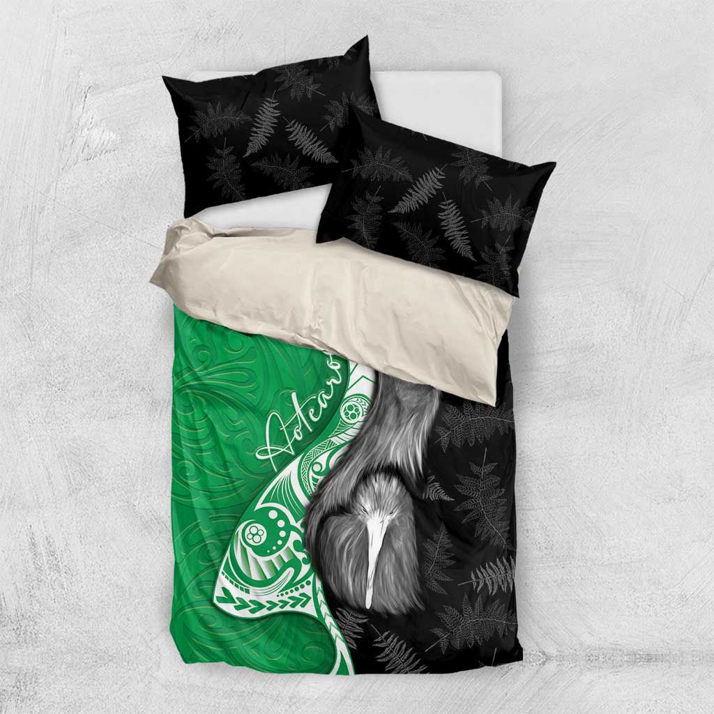 New Zealand Aotearoa Bedding Set Kiwi Fern Maori Pattern Green Version