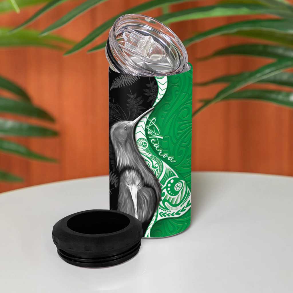 New Zealand Aotearoa 4 in 1 Can Cooler Tumbler Kiwi Fern Maori Pattern Green Version LT05 - Polynesian Pride