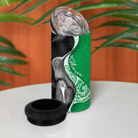New Zealand Aotearoa 4 in 1 Can Cooler Tumbler Kiwi Fern Maori Pattern Green Version LT05 - Polynesian Pride