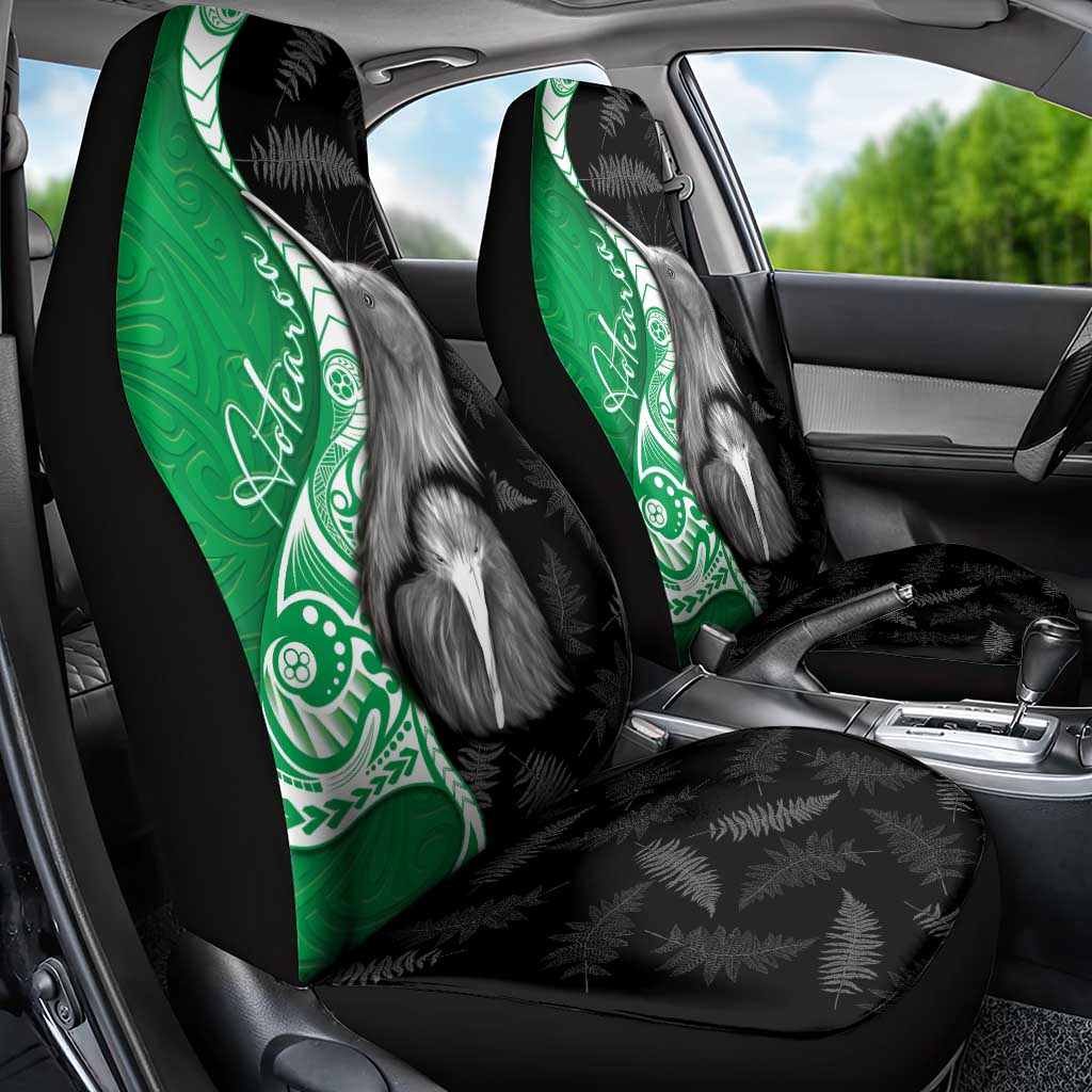 New Zealand Aotearoa Car Seat Cover Kiwi Fern Maori Pattern Green Version