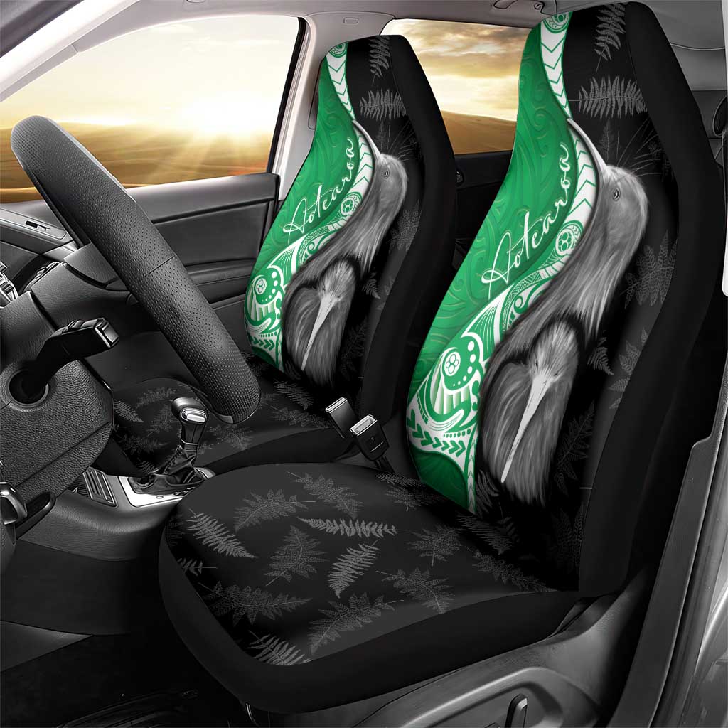 New Zealand Aotearoa Car Seat Cover Kiwi Fern Maori Pattern Green Version