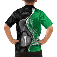 New Zealand Aotearoa Family Matching Long Sleeve Bodycon Dress and Hawaiian Shirt Kiwi Fern Maori Pattern Green Version LT05 - Polynesian Pride