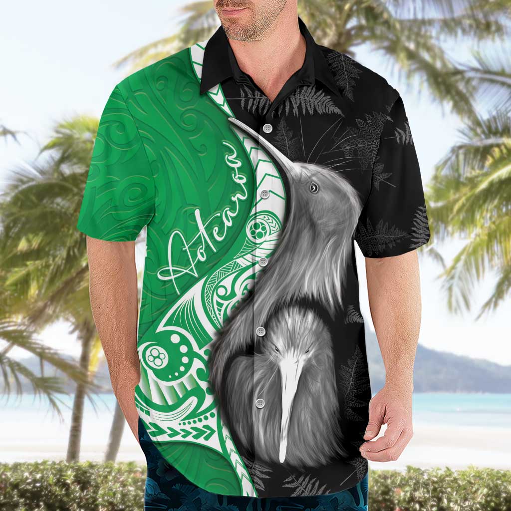 New Zealand Aotearoa Hawaiian Shirt Kiwi Fern Maori Pattern Green Version