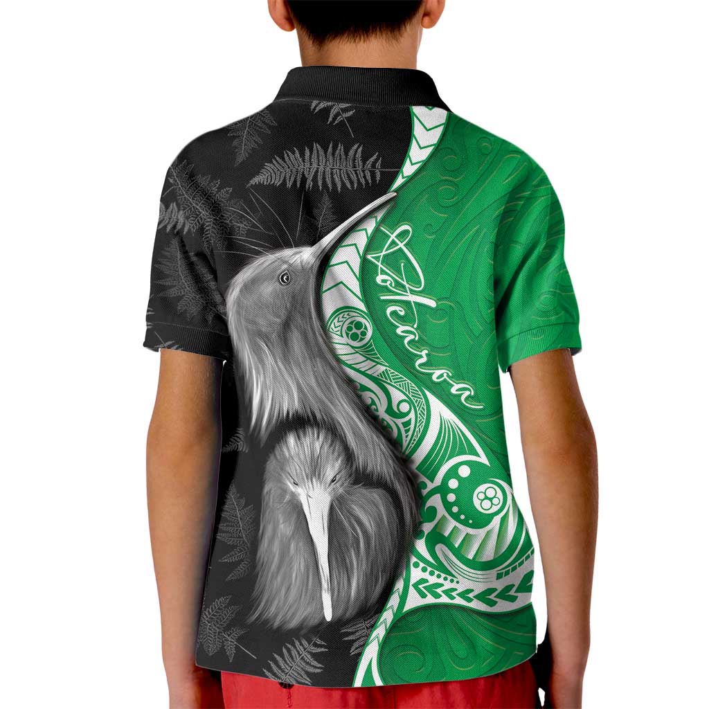 New Zealand Aotearoa Kid Polo Shirt Kiwi Fern Maori Pattern Green Version LT05 - Polynesian Pride