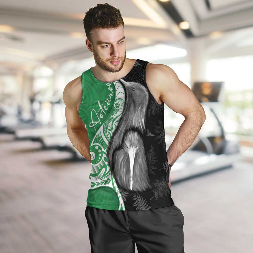 New Zealand Aotearoa Men Tank Top Kiwi Fern Maori Pattern Green Version