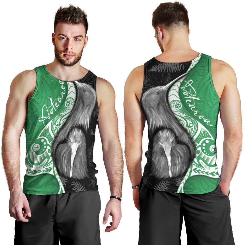 New Zealand Aotearoa Men Tank Top Kiwi Fern Maori Pattern Green Version