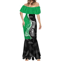 New Zealand Aotearoa Mermaid Dress Kiwi Fern Maori Pattern Green Version