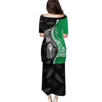 New Zealand Aotearoa Puletasi Kiwi Fern Maori Pattern Green Version