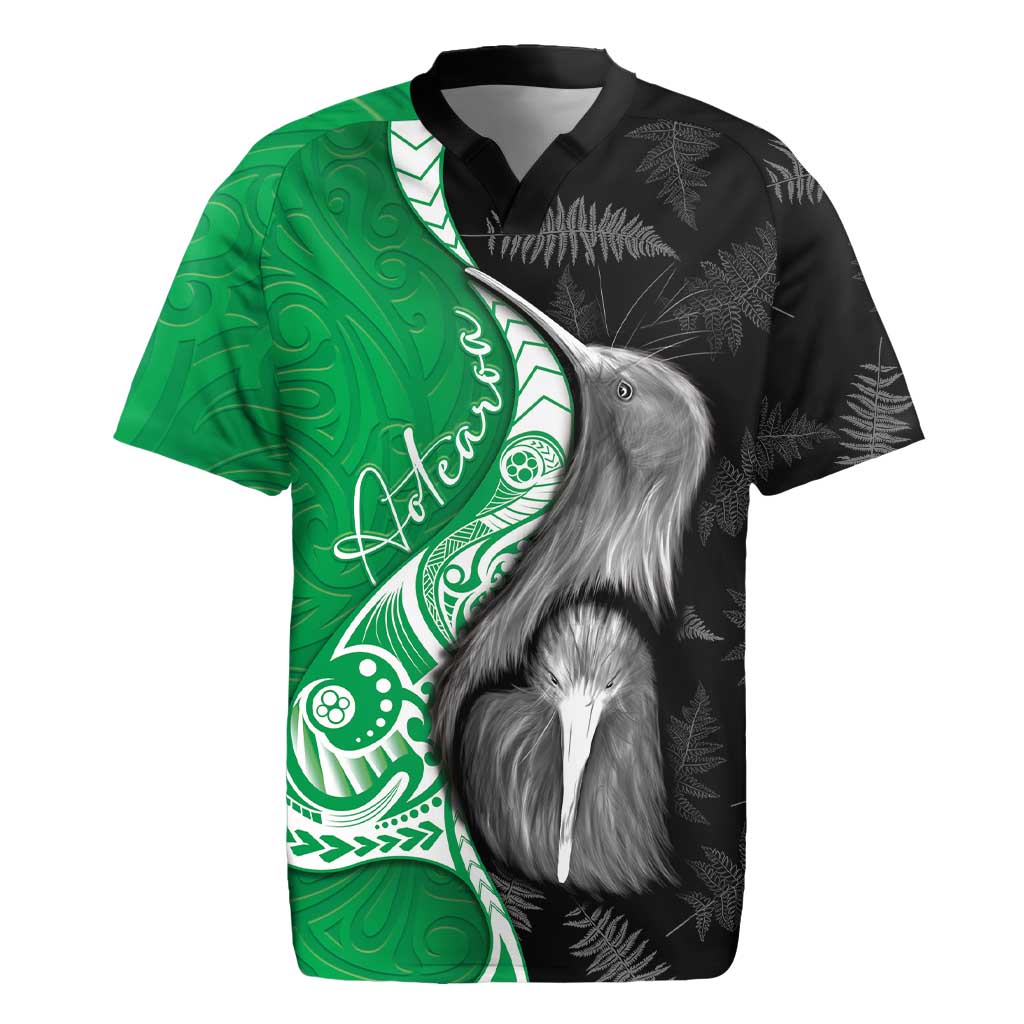 New Zealand Aotearoa Rugby Jersey Kiwi Fern Maori Pattern Green Version LT05 Green - Polynesian Pride