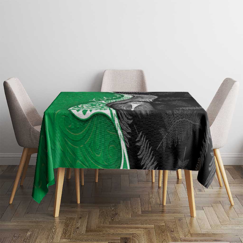 New Zealand Aotearoa Tablecloth Kiwi Fern Maori Pattern Green Version