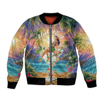 Aloha Hawaii Bomber Jacket Hula Martini Tropical Vibes - Polynesian Pride