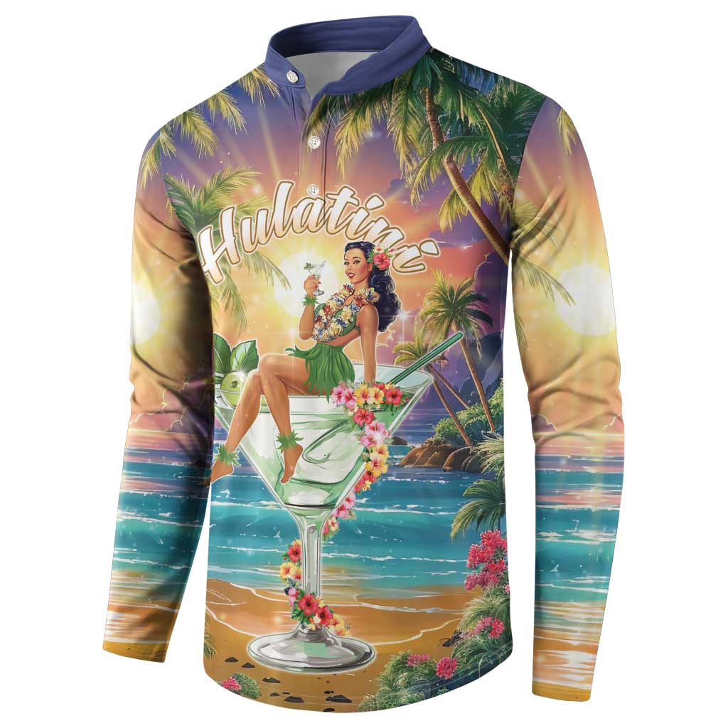Aloha Hawaii Button Sweatshirt Hula Martini Tropical Vibes - Polynesian Pride