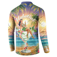 Aloha Hawaii Button Sweatshirt Hula Martini Tropical Vibes - Polynesian Pride