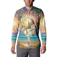 Aloha Hawaii Button Sweatshirt Hula Martini Tropical Vibes - Polynesian Pride