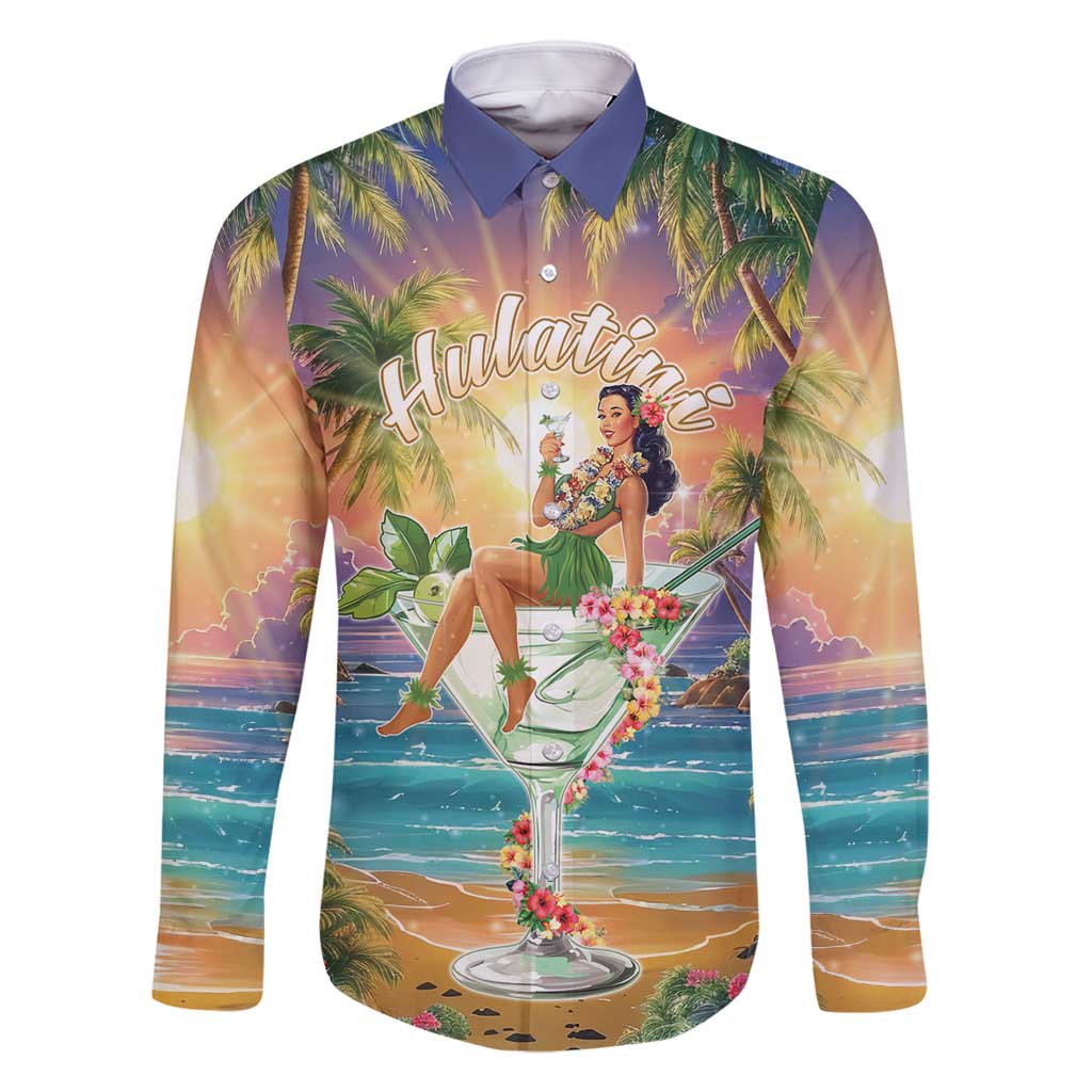 Aloha Hawaii Family Matching Long Sleeve Bodycon Dress and Hawaiian Shirt Hula Martini Tropical Vibes - Polynesian Pride