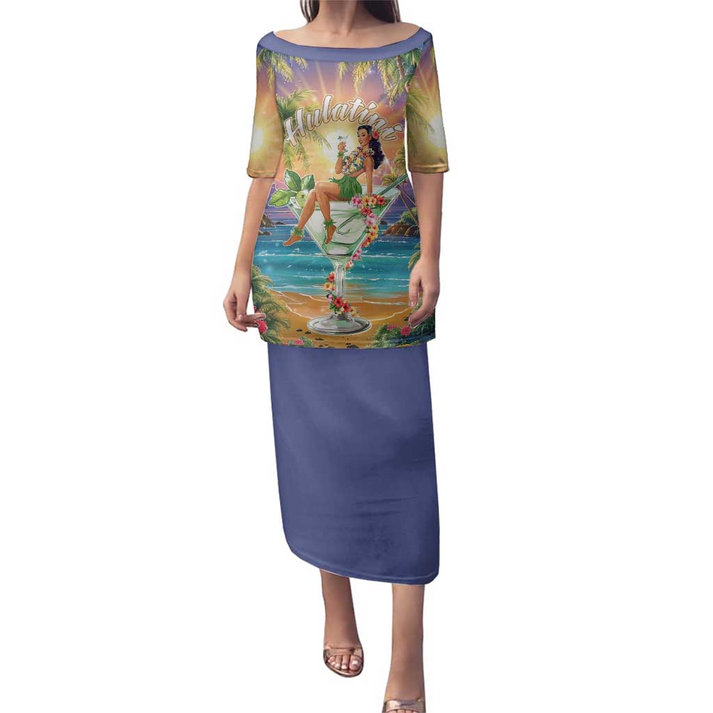 Aloha Hawaii Family Matching Puletasi and Hawaiian Shirt Hula Martini Tropical Vibes - Polynesian Pride