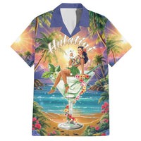 Aloha Hawaii Family Matching Short Sleeve Bodycon Dress and Hawaiian Shirt Hula Martini Tropical Vibes - Polynesian Pride
