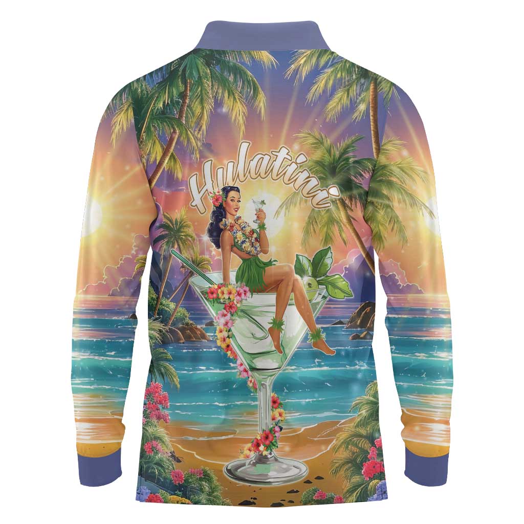 Aloha Hawaii Long Sleeve Polo Shirt Hula Martini Tropical Vibes - Polynesian Pride