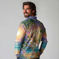Aloha Hawaii Long Sleeve Polo Shirt Hula Martini Tropical Vibes - Polynesian Pride