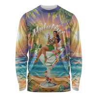 Aloha Hawaii Long Sleeve Shirt Hula Martini Tropical Vibes - Polynesian Pride