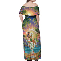 Aloha Hawaii Off Shoulder Maxi Dress Hula Martini Tropical Vibes LT05 - Polynesian Pride