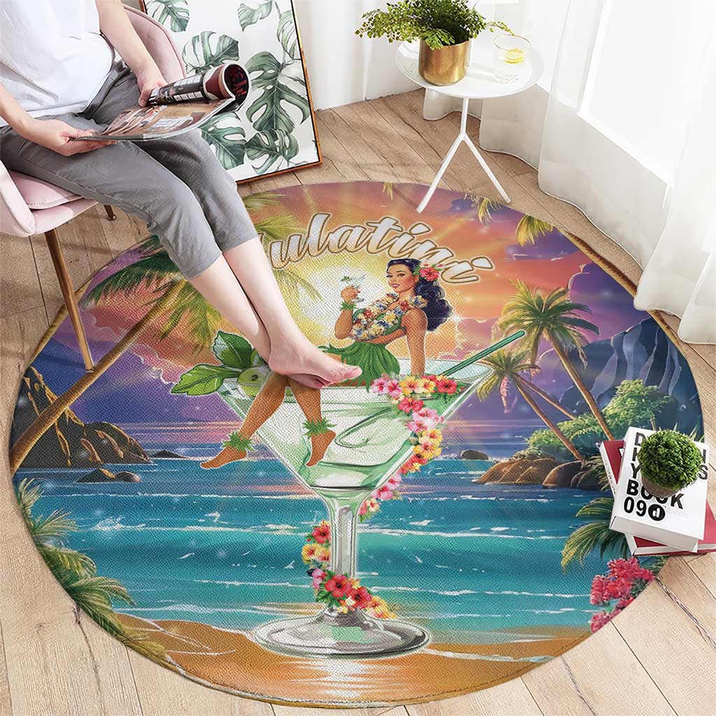 Aloha Hawaii Round Carpet Hula Martini Tropical Vibes LT05 - Polynesian Pride