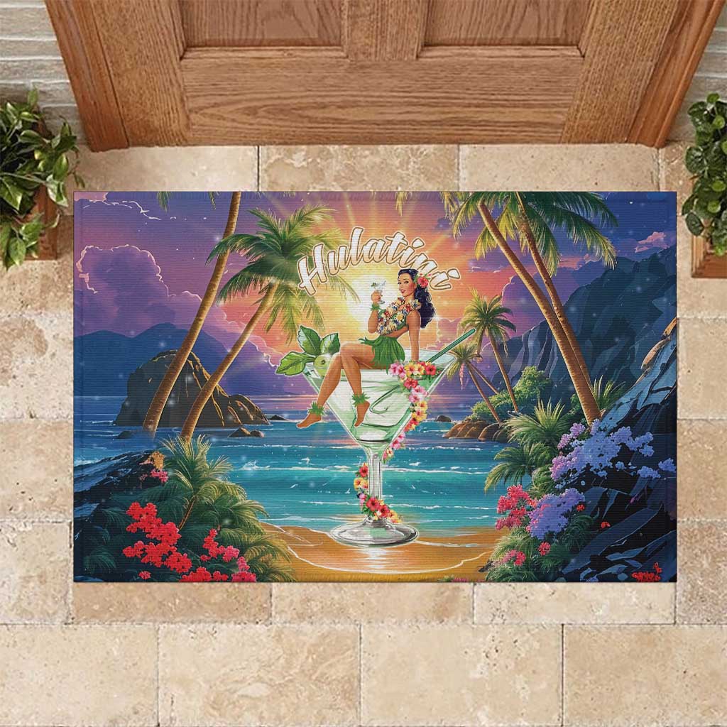 Aloha Hawaii Rubber Doormat Hula Martini Tropical Vibes - Polynesian Pride
