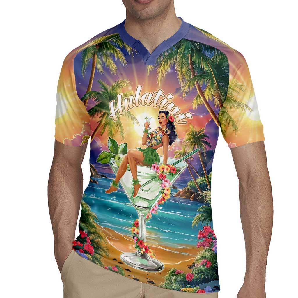 Aloha Hawaii Rugby Jersey Hula Martini Tropical Vibes - Polynesian Pride