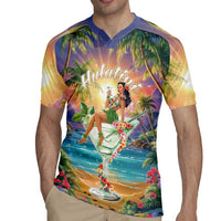 Aloha Hawaii Rugby Jersey Hula Martini Tropical Vibes - Polynesian Pride