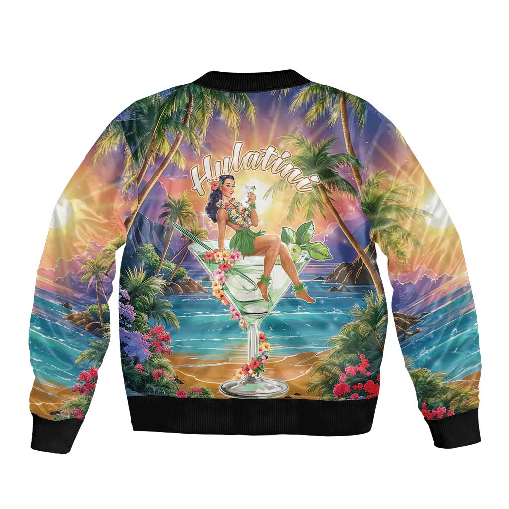 Aloha Hawaii Sleeve Zip Bomber Jacket Hula Martini Tropical Vibes - Polynesian Pride