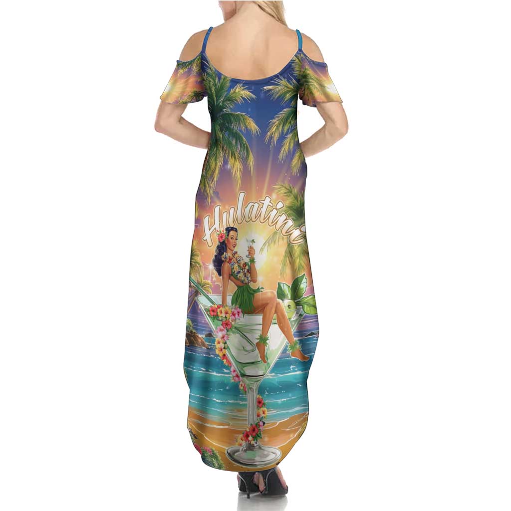 Aloha Hawaii Summer Maxi Dress Hula Martini Tropical Vibes - Polynesian Pride