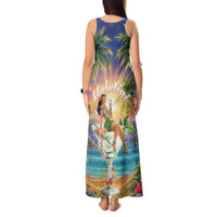 Aloha Hawaii Tank Maxi Dress Hula Martini Tropical Vibes LT05 - Polynesian Pride