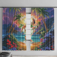 Aloha Hawaii Window Curtain Hula Martini Tropical Vibes LT05 With Hooks Colorful - Polynesian Pride