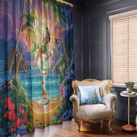 Aloha Hawaii Window Curtain Hula Martini Tropical Vibes LT05 - Polynesian Pride