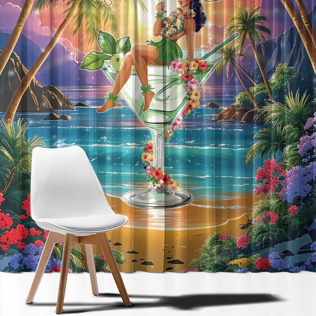 Aloha Hawaii Window Curtain Hula Martini Tropical Vibes LT05 - Polynesian Pride